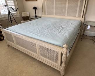 Brand new French style, Frontgate King bed with wicker headboard and footboard.  Nice sleepnumber King mattress sold separately for $300  