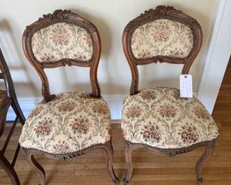 Beautiful carved antique (early 1900's) walnut chairs
