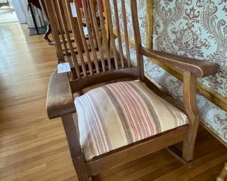 Very old Oak rocker with original fabric