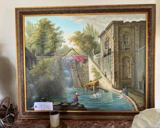 Chelsea House oil painting in custom frame.