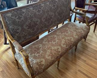 Antique gold sofa with beautiful Damask fabric - great condition!