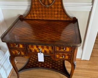 Exquisite French inlaid Antique ladies writing desk with beautiful checker board design.  A beautiful touch to any home!