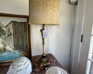 Antique globes, lamps, fixtures, etc.