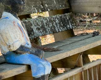 Vintage Black Americana Fishing Boy Concrete Statue