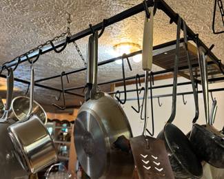 Ceiling Pot Rack (made from vintage metal gates)