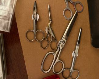 antique scissors , crane sewing scissors