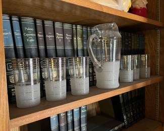 frosted mid-century pitcher set