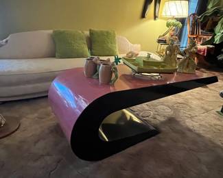 post modern, hot pink cantilevered coffee table; very good condition