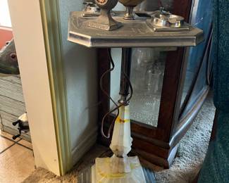 art deco metal and marble base side table