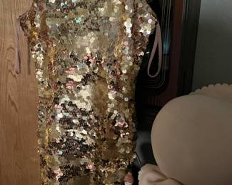 vintage gold sequined cocktail dress