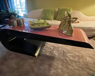 post modern, hot pink cantilevered coffee table; very good condition
