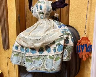 hand-made, folk art, primitive doll; African-American with petticoat