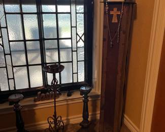 large leaded glass window piece