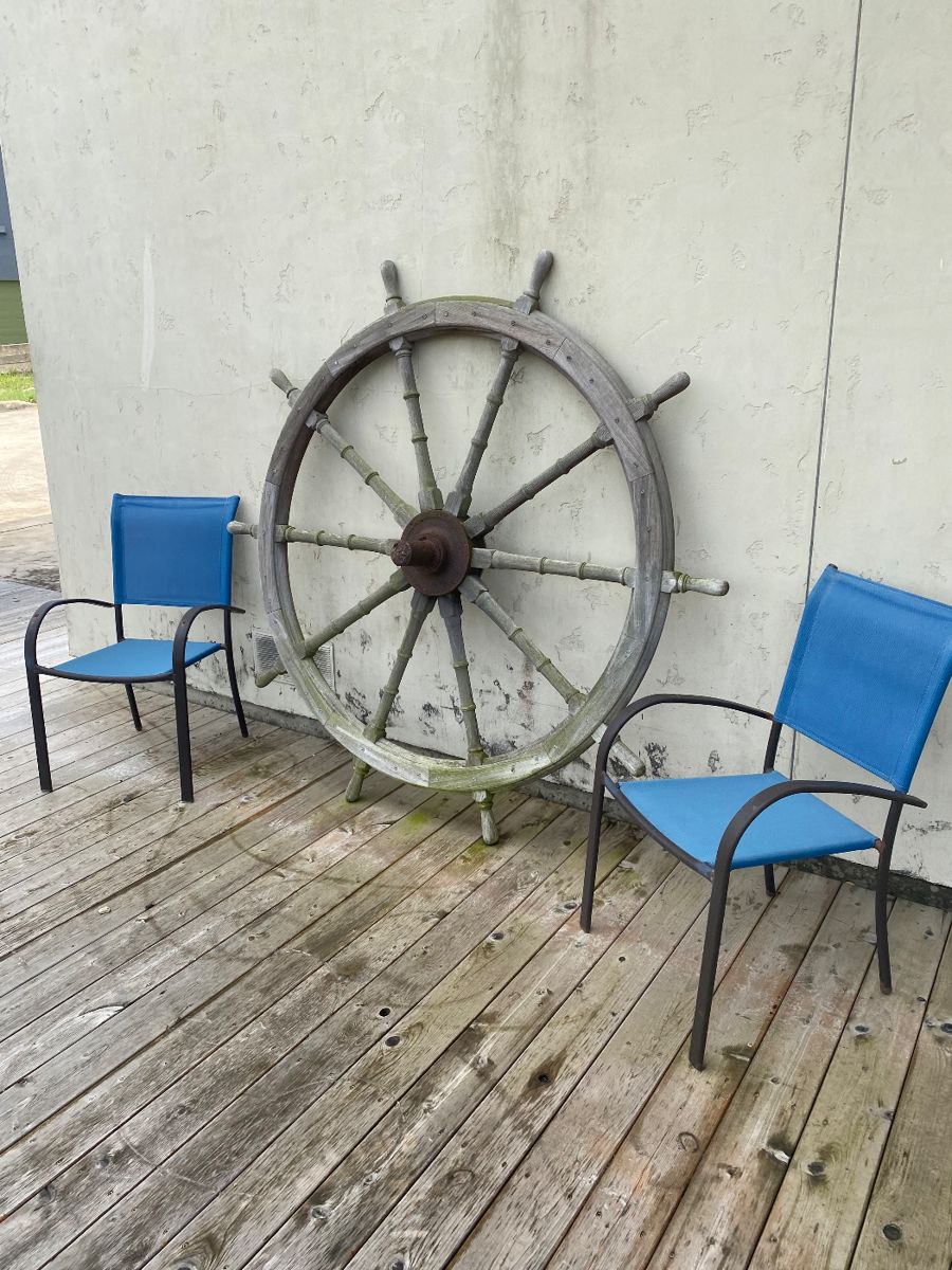 Large wooden freighter wheel 