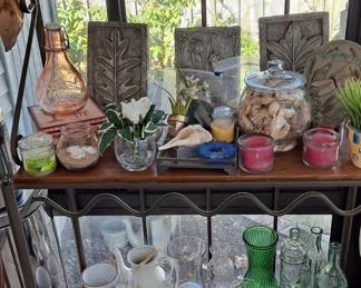 Bakers Rack; Candles; Small Pots; Glassware; Shells; and lots of decorative furnishings!