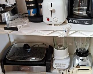 Another grouping of toaster, Cuisinart Coffee makers; Blenders, Immersion Blender; Mixers, Food Warmers, Electric Knife, and much, much more!