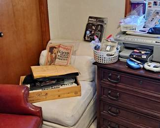 Large Vintage-Looking Wall Clock; HP Printer/Copier/Fax; Leather Office Chair; Office Supplies; Computer/Printer Supplies; Seat; and so much more!