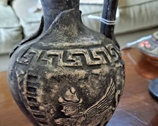 Unique Ewer with Greek Key Design and Figurines