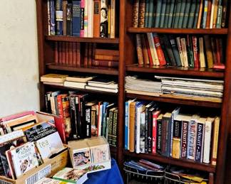 Large Wood Bookcase; Collection Of Books, Magazines, CDs, Cassettes, DVDs and much more!
