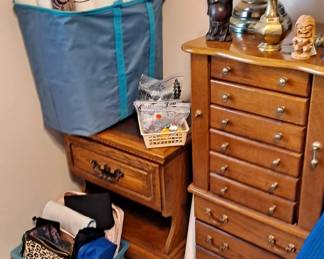 Jewelry Armoire; Table Lamps; Rolled up Prints & Posters; Night Stand with Drawer and much more!