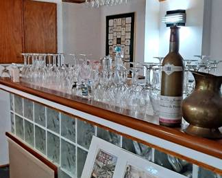 Large Assortment of Bar Ware, Glassware; Bottle Tops & Openers; Misc. Poster Prints, Pitcher, etc.