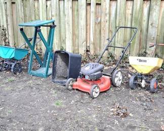 Lawn Mower for Parts; Seeder / Fertilizer and other Misc. Yard Equipment.