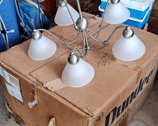 Electric 5-Arm Ceiling Light Fixture and two 2-Arm Wall lights