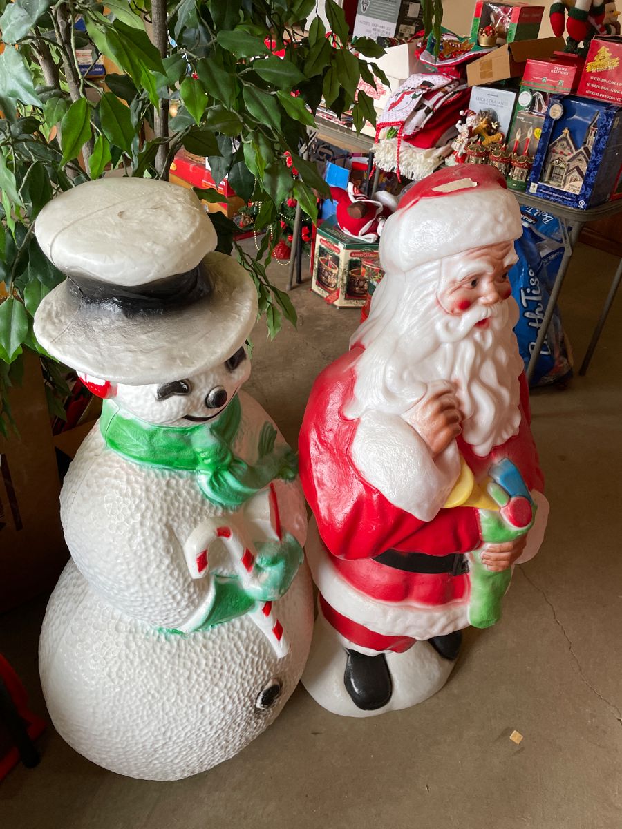 black Santa and snow man blow molds