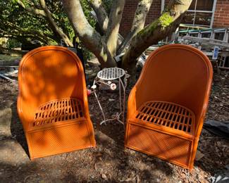 Philippine (?) bamboo chairs - painted bright orange