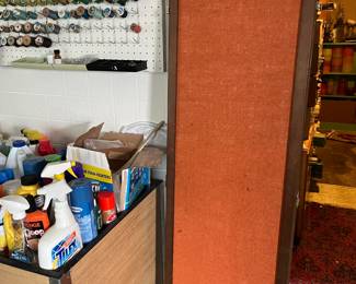 Folding 3 panel screen with burlap