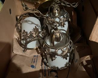 Glass & cast metal 3 light swag