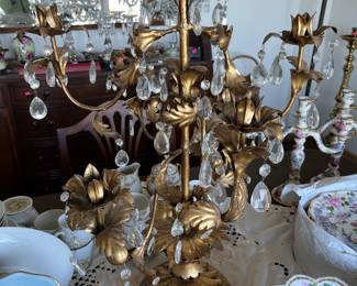 Italian gold tole center table candelabra - 7 light