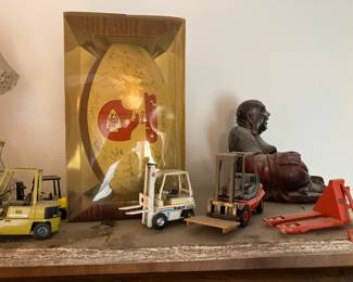 Diecast toy forklifts, KC Chiefs signed football