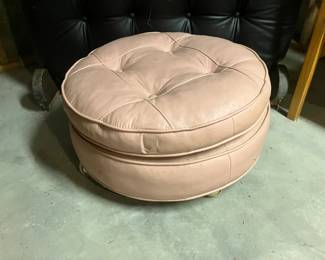 Vintage pink leather hassock