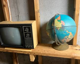 Small portable Gold Star TV,  World globe