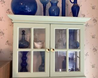 Cobalt glass, wall cabinet