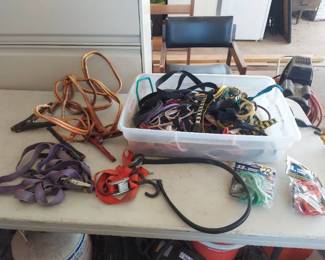 bungees, tie downs and jumper cable