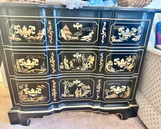 Drexel Chinoiserie Chest with matching mirror