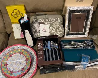 MACKENZIE CHILDS DISHES, GODINGER AND CHRISTOLF SILVERWARE, KENDRA SCOTT NECKLACE