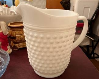 HOBNAIL MILK GLASS PITCHER