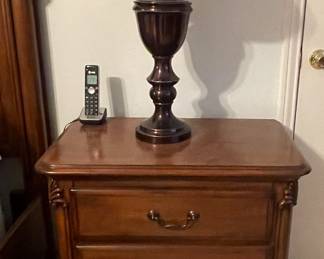 Ashley Furniture 3 Drawer Night Table. Bronze Finish Metal Table Lamps. 2 Available.