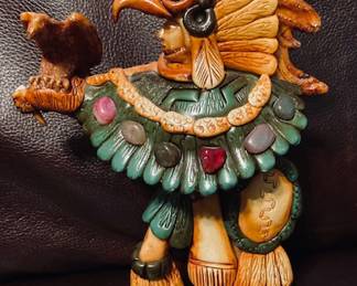 Carved Wood Aztec Warrior.