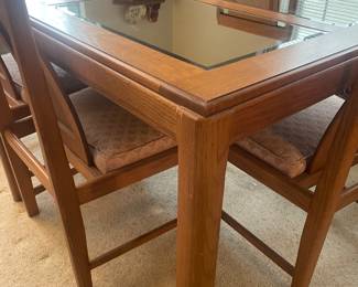 Vintage MCM Oak/Glass Dining Table w/Chairs.
