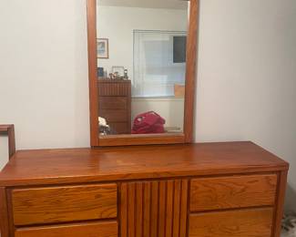 Post Modern Oak Dresser/Mirror.