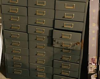 Vintage Steel 30 Drawer File/Storage Cabinet.