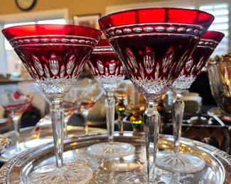 WATERFORD CRYSTAL MARTINI GLASSES - IN RUBY RED - JUST GORGEOUS!