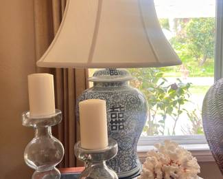 Love these Asian lamps on wooden stands