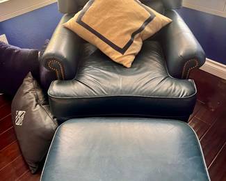 Blue leather lounger with studs