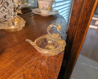 Hand Crafted Glass Swan Salt Wells