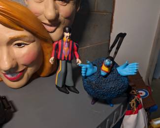 Beatles Figurines and Hillary/Bill Clinton Masks